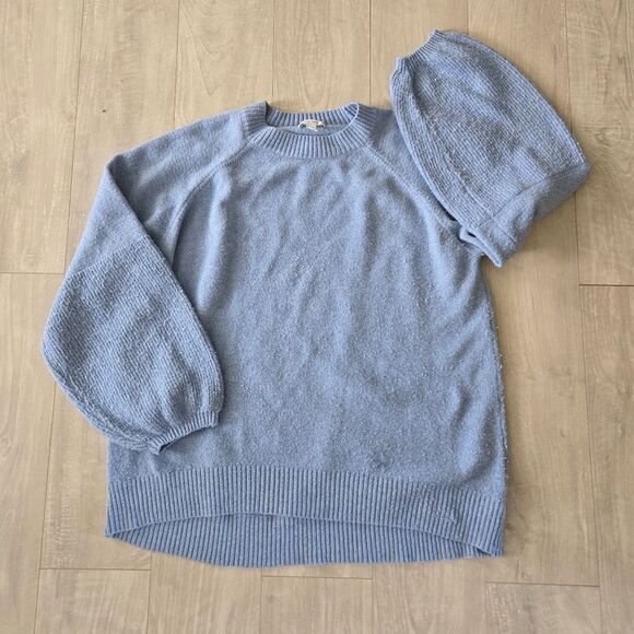 Nine West Blue Knit Sweater with Puff Sleeves XL grannycore - Picture 1 of 5